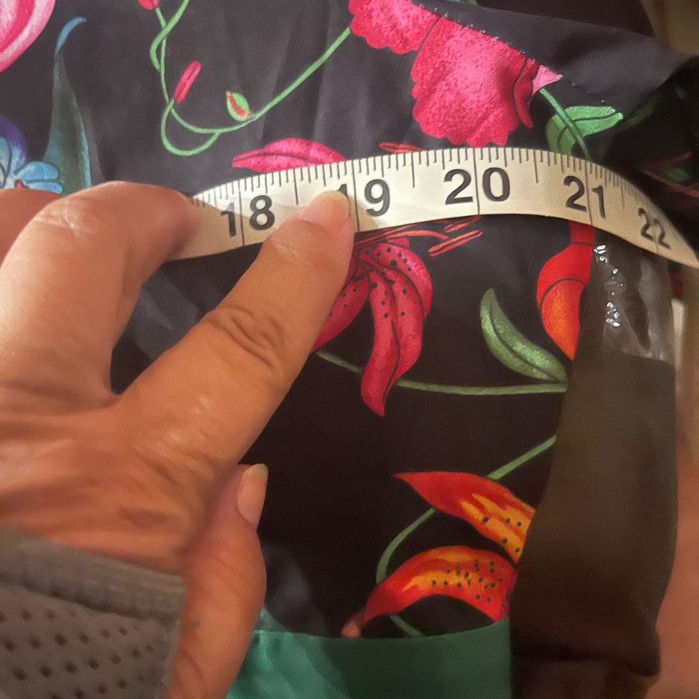 Black Floral Midi Shirt Dress with Green Trim - Picture 15 of 16